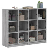 Bookcase with Doors Grey Sonoma 136x37x109 cm Engineered Wood 3206515