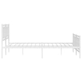 Metal Bed Frame without Mattress with Footboard White 180x200cm 374312