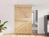 Sliding Door Natural and White 95 x 210 cm Solid Pine Wood 3444947
