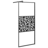 ZNTS Walk-in Shower Wall with Shelf Black 100x195 cm ESG Glass&Aluminium 3185476