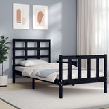 Bed Frame without Mattress Black Small Single Solid Wood Pine 3192065