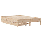 ZNTS Bed Frame without Mattress 135x190 cm Double Solid Wood Pine 3301725