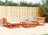 6 Piece Garden Sofa Set with Cushions Wax Brown Solid Wood Pine 3217037