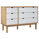 Drawer Cabinet OTTA Brown&White 111x43x73.5cm Solid Wood Pine 348587