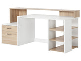 Computer Desk with Drawers and Storage Shelves, Office Desk Writing Table with Printer Stand, Large T3398P377527