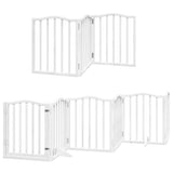 Dog Gate with Door Foldable 9 Panels White 450 cm Poplar Wood 3155591