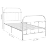 284492 Bed Frame without Mattress White Metal 90x200 cm