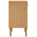 ZNTS Bedside Cabinet SENJA Rattan Look Brown 40x35x65 cm Solid Wood Pine 358013