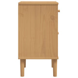 ZNTS Bedside Cabinet SENJA Rattan Look Brown 40x35x65 cm Solid Wood Pine 358013