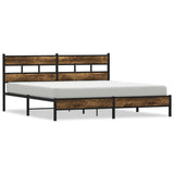 Metal Bed Frame without Mattress Smoked Oak 180x200 cm Super King 3308482