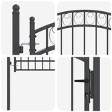 Fence Gate EMMEN 170 x 100 cm Powder-coated steel Grey Lockable 42008975