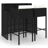 3 Piece Garden Bar Set with Cushions Poly Rattan Black 3095400
