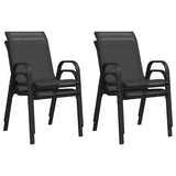 Stackable Garden Chairs 4 pcs Black Textilene Fabric 318780