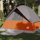 Camping Tent Dome 4-Person Grey and Orange Waterproof 94701