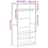 Wardrobe with Shelf Black Oak 100 x 50 x 200 cm Engineered Wood 3329297