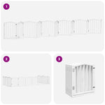 Dog Gate with Door Foldable 12 Panels White 600 cm Poplar Wood 3155592