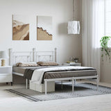Metal Bed Frame without Mattress with Headboard White 193x203cm 374394
