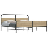 Metal Bed Frame without Mattress Smoked Oak 193x203 cm 3318682