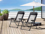 Set of 2 Portable Folding Recliner Metal Outdoor Patio Chaise Lounge Chairs with Adjustable T3398P323820
