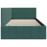 Corner Bed Frame with Headboard Dark green 100 x 200 cm Velvet 42016319