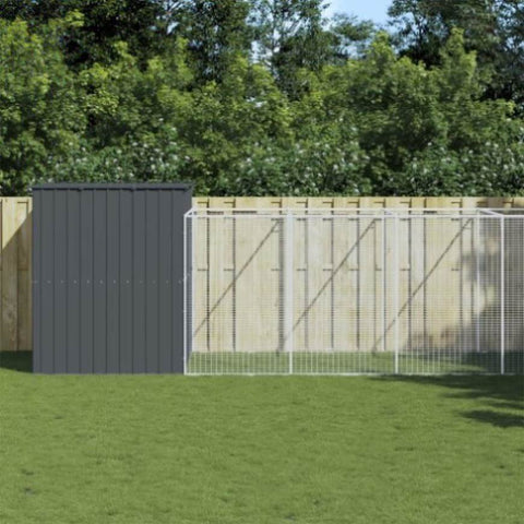 Dog House with Run Anthracite 214x1273x181 cm Galvanised Steel 3189124
