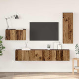 TV Cabinet Set with Drawer 4 pcs Old Wood Engineered Wood 3393261