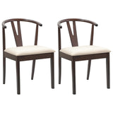 Dining Chair 2 pcs Light Brown and Light Solid Rubber Wood 42020402