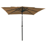 3-Tier Garden Parasol with Aluminium Pole Taupe 2.5x2.5 m 313839