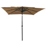 3-Tier Garden Parasol with Aluminium Pole Taupe 2.5x2.5 m 313839