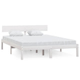Bed Frame without Mattress White Solid Wood 140x190 cm 810128