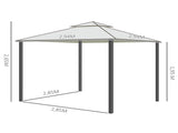 3 x 3 m Metal Gazebo, Garden Pavillion, Double Roof Outdoor Canopy Shelter with Mesh Sidewalls, T3398P319916