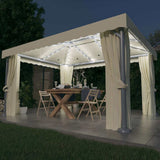 Gazebo with Curtain&LED String Lights 4x3 m Cream White 3070353