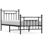 Metal Bed Frame without Mattress with Footboard Black 90x190cm 353547