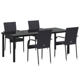 Garden Dining Set 5 pcs Black Powder-Coated Steel 3379407