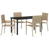 Garden Dining Set with Cushion 5 pcs Beige Poly Rattan 3379718