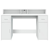 ZNTS Desk with LED Lights White 140x55x91 cm Engineered Wood 3309420