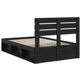 Bed Frame with Headboard Black 120 x 200 cm Solid Pine Wood 3411432