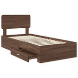 Bed Frame with Headboard Brown Oak 75 x 190 cm Engineered Wood 3412442
