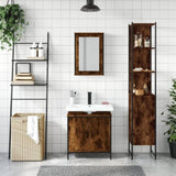 3 Piece Bathroom Furniture Set Smoked Oak Engineered Wood 3214802