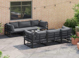 Garden Sofa Set with Cushion 7 pcs Black Aluminium 3378945
