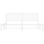 ZNTS Metal Bed Frame with Headboard White 180x200 cm Super King Size 374490