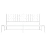 ZNTS Metal Bed Frame with Headboard White 180x200 cm Super King Size 374490