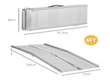 Textured Aluminum Folding Wheelchair Ramp, 183 x 72 cm Portable Threshold Ramp, for Scooter Steps T3398P328087