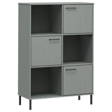 Bookcase with Metal Legs Grey 90x35x128.5 cm Solid Wood OSLO 351013