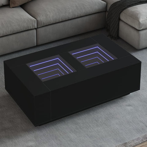 ZNTS Coffee Table with Infinity LED Black 116x69x40 cm 3284057