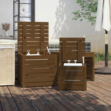 3 Piece Garden Box Set Honey Brown Solid Wood Pine 823958