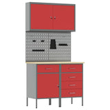 Work Cabinet with Drawer 5 pcs Red Engineered Wood and Steel 3321425