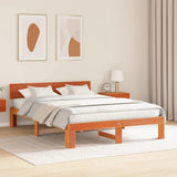 Bed Frame with Headboard Wax Brown 140 x 200 cm Solid Pine Wood 872652