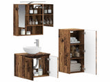 Bathroom Furniture Set 4 pcs Old Wood Engineered Wood and Glass 3407421