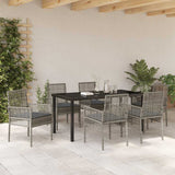Garden Dining Set with Cushion 7 pcs Grey Poly Rattan 3379881